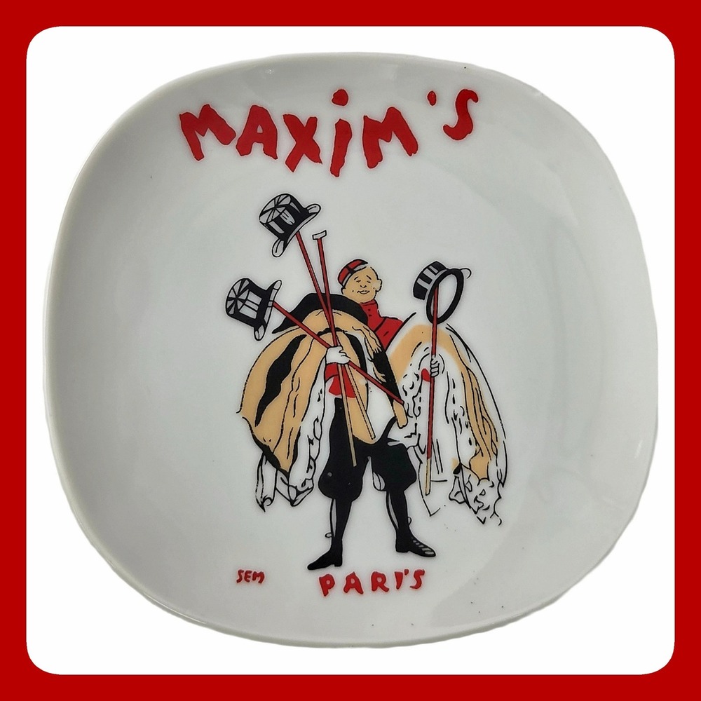 Maxims de Paris Vintage SEM Caricature Porcelain Plate French Bistro Decor SZ 5i